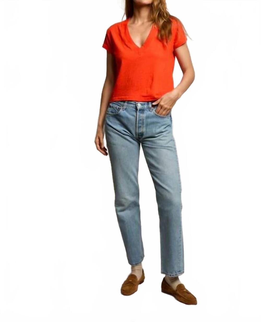 NEW PERFECTWHITETEE alanis recycled cotton v neck tee in tomato